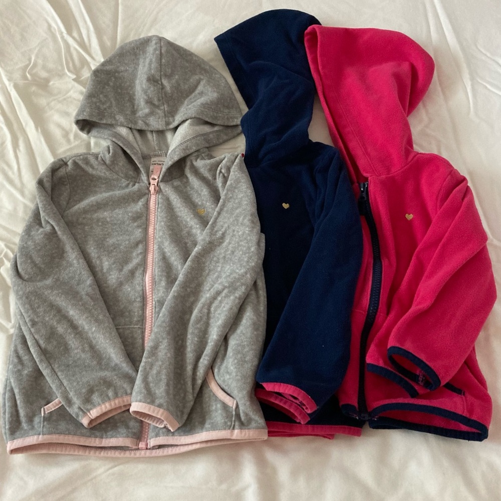 Carter’s Lot of 3 Full Zip Fleece Hoodies Size 4T
